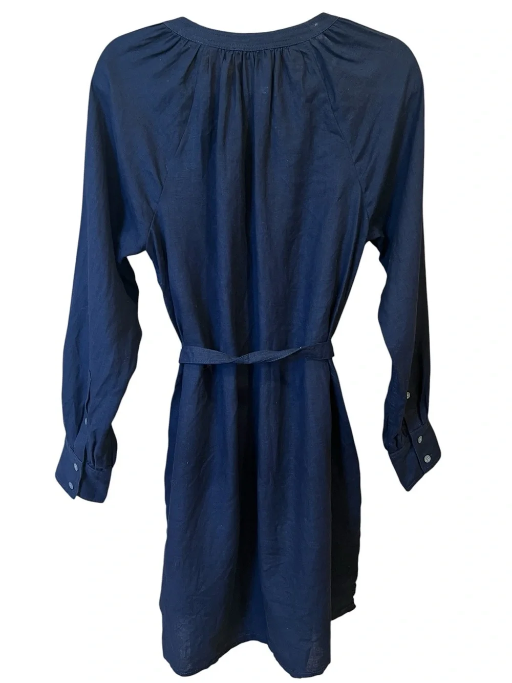 J. Crew Linen Cabana Tie Waist Mini Dress Navy Blue Size Small Beach Preppy